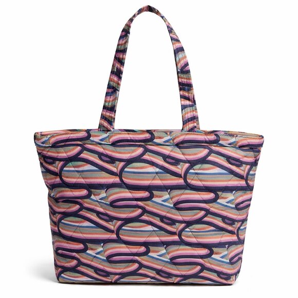 Vera Bradley Handbags - Vera Bradley Large Retro Ribbons Ultralight East West Tote Preppy Travel NWT